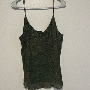 Women’s Zenobia Shimmer Glitter Tank Top, Double Layer, Green, Yellow, XL